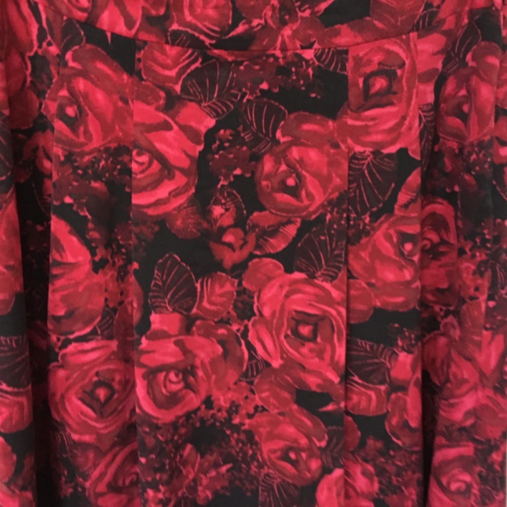 Talbots Red and Black Floral A-Line Skirt - Picture 5 of 16